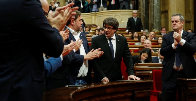 División de opiniones en el Parlament tras la comparecencia de Puigdemont. - REUTERS