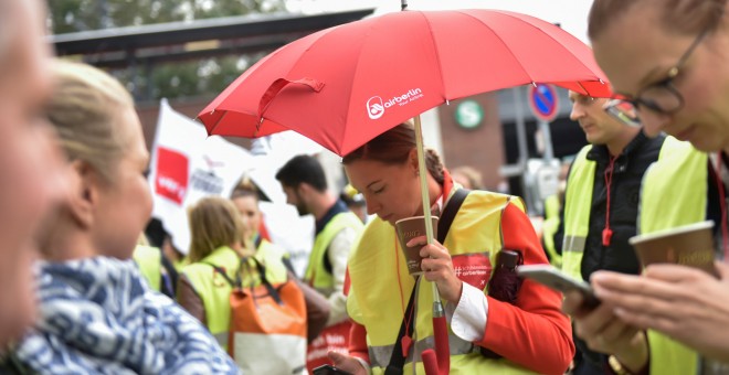 Manifestación de trabajadores de Air Berlin. REUTERS/Stefanie Loos