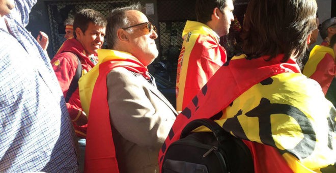 Javier Tebas, en la manifestació unionista de Barcelona