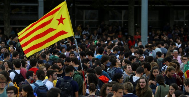 Manifestació d'estudiants a Barcelona, en protesta per l'empresonament dels presidents de l'ANC i Òmnium Cultural, Jordi Sànchez i Jordi Cuixart