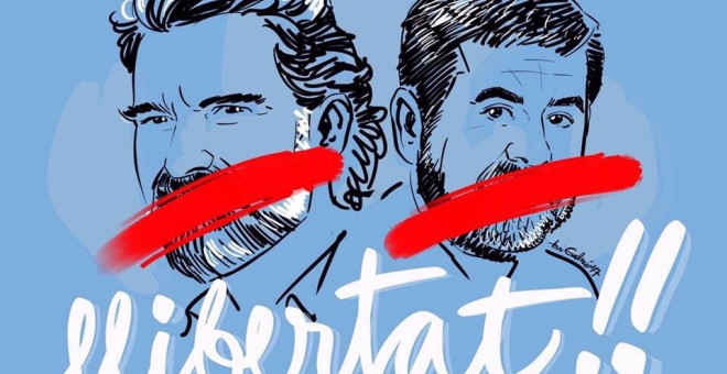 Cartel de la manigfestación convocada para este sábado en Barcelona por la libertad de Jordi Sànchez y Jordi Cuixart