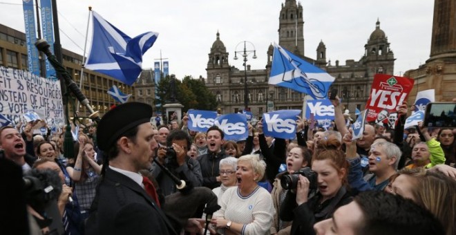 Campaña en favor de la independencia de Escocia en el referéndum de 2014. REUTERS