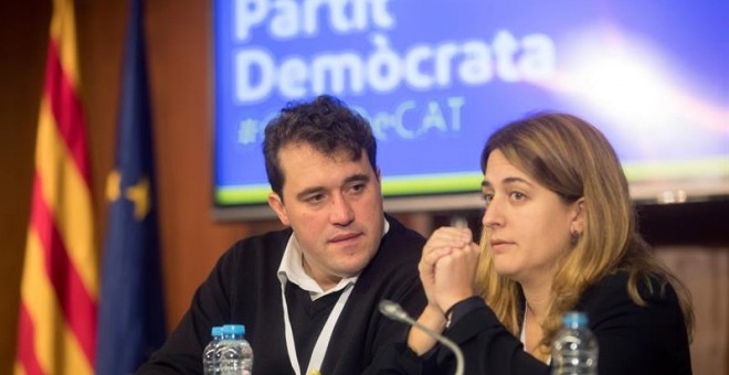 Los coordinadores generales del PDeCat, David Bonvehí y Marta Pascal durante el Consejo Nacional del PDeCat. EFE/Marta Pérez
