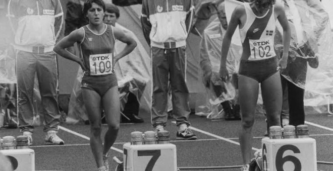 María José Martínez Patiño en la pista de salida