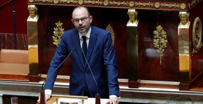 El primer ministro francés Edouard Philippe en la Asamblea Nacional. REUTERS/Philippe Wojazer