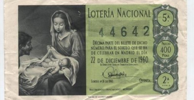 Décimo de la Lotería de Navidad de 1960. /todocolección.com