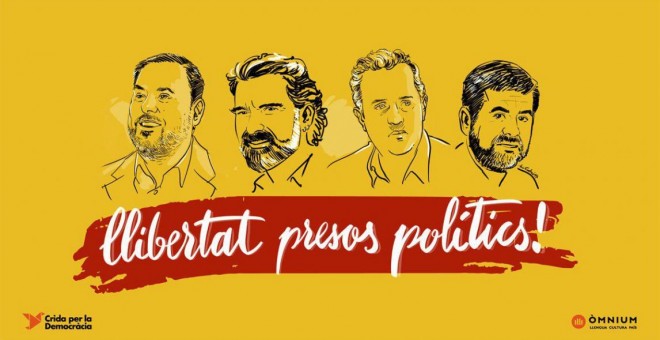 Les organitzacions sobiranistes ja distribueixen un nou cartell de solidaritat amb els empresonats