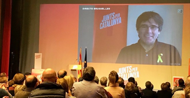 Carles Puigdemont intervé per videoconferència a un acte a Mollerussa / EUROPA PRESS