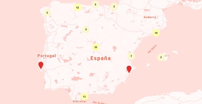 Mapa de locales 'Amamantar es bienvenido aquí'.
