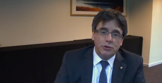 Intervenció de Carles Puigdemont per videoconferència en un acte celebrat a Montpeller