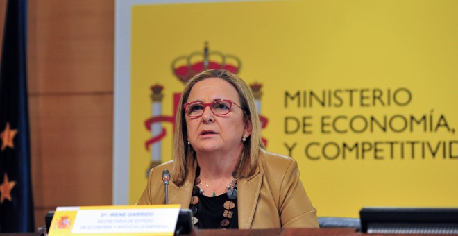 La secretaria de Estado de Economía, Irene Garrido, durante la rueda de prensa para analizar los datos del IPC de diciembre.EFE/Diego Perez Cabeza
