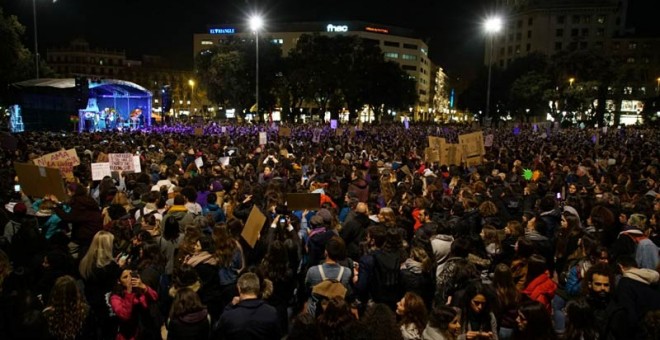 Lectura del manifiesto en la manifestación de Barcelona. | J.K.