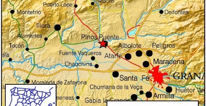 Epicentro de uno de los seísmos recogidos por el Instituto Geográfico Nacional. | EP