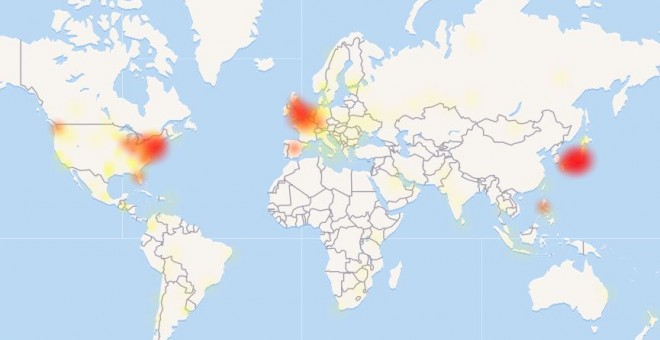 Mapa de incidencias del servicio Twitter. | Downdetector.com