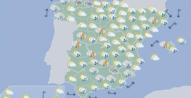 Mapa significativo elaborado por la AEMET el 29/04/2018 válido para el 01/05/2018 de 12 a 24 horas. EFE