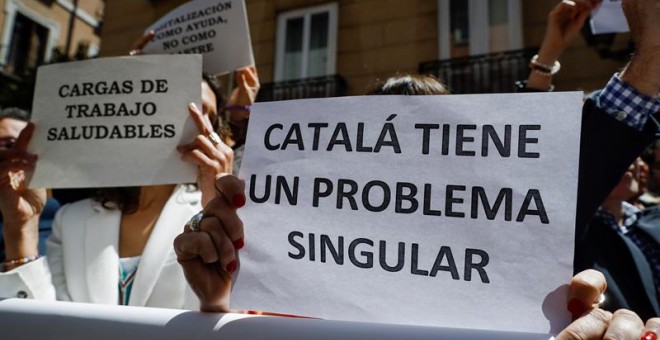 Cartel en la manifestación de jueces y fiscales.