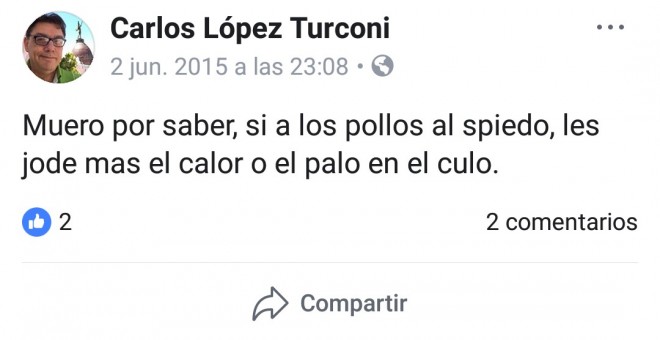 Publicación en Facebook de López Turconi.