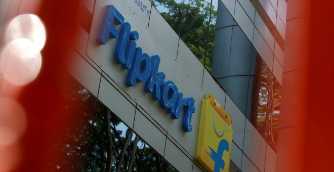 El logo de la empresa india de comercio electrónico Flipkart en sus oficinas en Bangalore. REUTERS/Abhishek N. Chinnappa