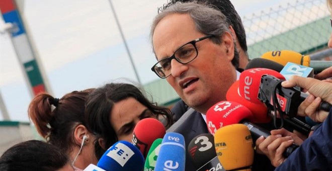 El president de la Generalitat s'adreça als mitjans de comunicació després de visitar els polítics catalans empresonats a Estremera / EFE Víctor Lerena
