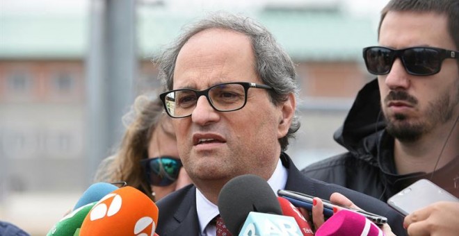 El president Quim Torra atén els mitjans des de la presó d'Estremera (Madrid)