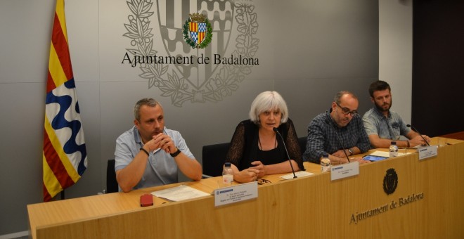 L'alcaldessa de Badalona, Dolors Sabater, i part del seu equip de govern, en una imatge d'arxiu. / Ajuntament de Badalona.