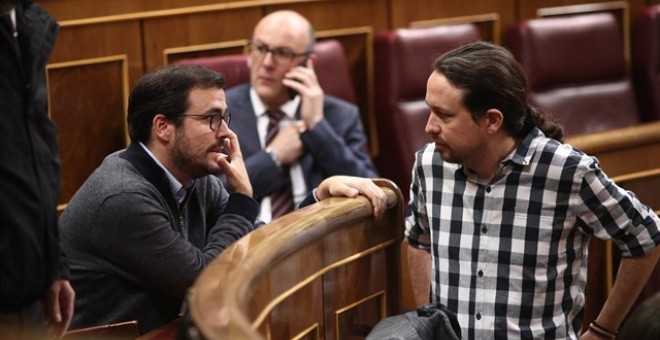Alberto Garzón y Pablo Iglesias en el hemiciclo del Congreso / Imagen de archivo - EUROPA PRESS