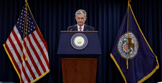 El presidente de la Reserva Federal, Jerome Powell, en la rueda de prensa tras la reunión del Comité de Mercado Abierto del pasado 13 de junio. REUTERS/Yuri Gripas