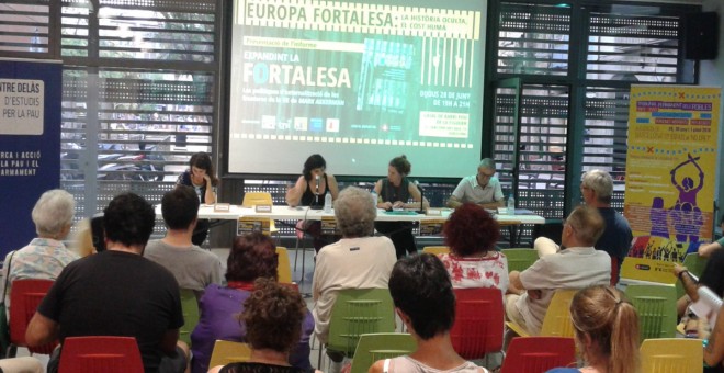 Presentació de l'estudi 'Expandint la fortalesa. Les polítiques d'externalització de les fronteres UE', aquest dijous 28 de juny, a Barcelona. / MF.