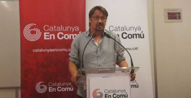 El coordinador general de Catalunya en Comú, Xavier Domènech, en roda de premsa després de proclamar-se els resultats de les eleccions internes de la formació. / Catalunya en Comú.