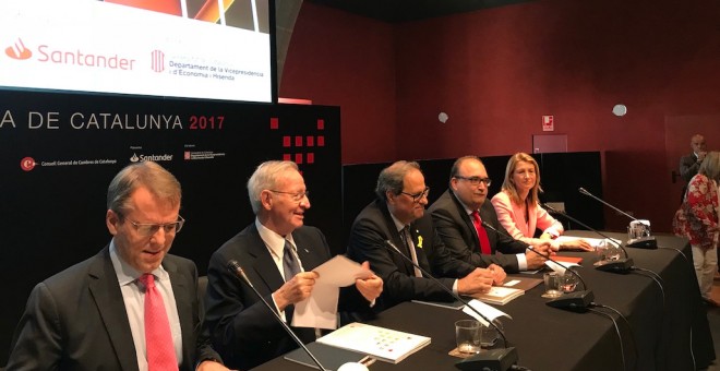El president Quim Torra, en la presentació de la Memòria Econòmica de Catalunya del 2017, aquest divendres a Barcelona.