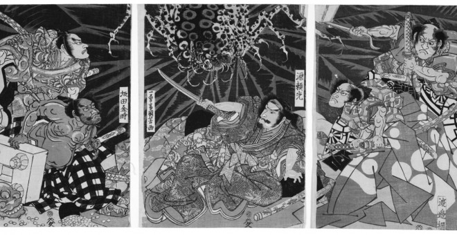 Imagen del ataque de la araña-monstruo, Tsuchigumo Utagawa Kuniyoshi (1798-1861) Período Edo, S. XIX