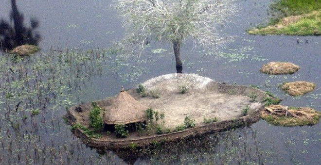 Imagen de una isla en una crecida del Nilo en Sudán. EFE/Archivo