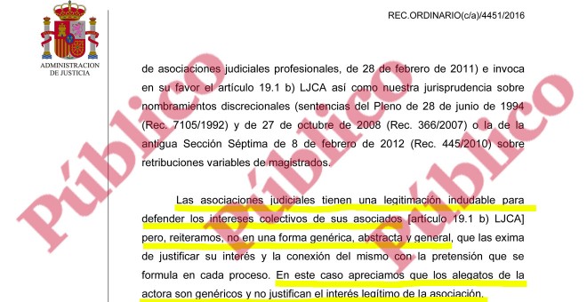 Fragmento de la sentencia del Contecioso-Administrativo sobre el recurso de JxD contra el ascenso de Llarena al Supremo.