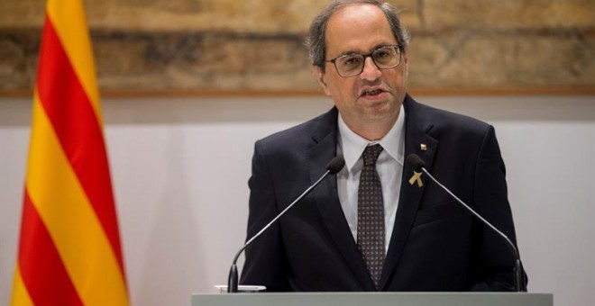 El president de la Generalitat, Quim Torra, en declaració institucional / EFE Quique Garcia