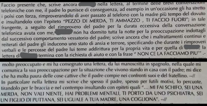 Fragmentos de la denuncia interpuesta por Juana Rivas en Italia el 1 de octubre de 2018