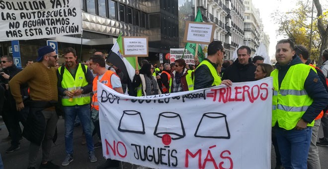 Manifestación de examinadores de tráfico celebrada este lunes en Madrid. / EP