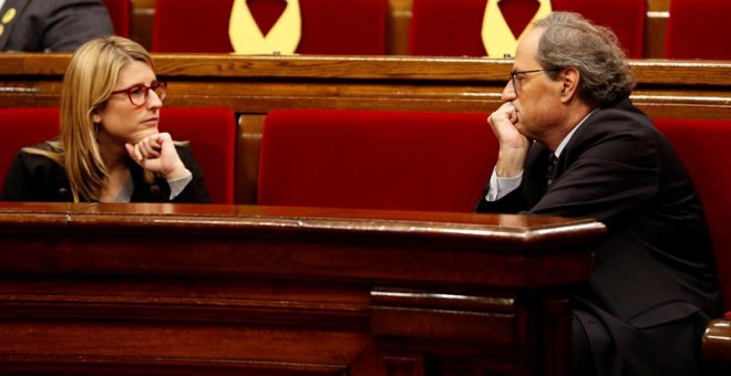 El presidente de la Generalitat, Quim Torra, y la consellera de la Presidencia, Elsa Artadi. /EFE