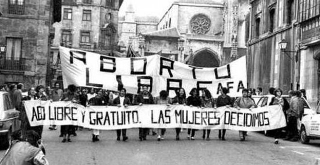 Una manifestación a favor del aborto en Oviedo en el año 1985