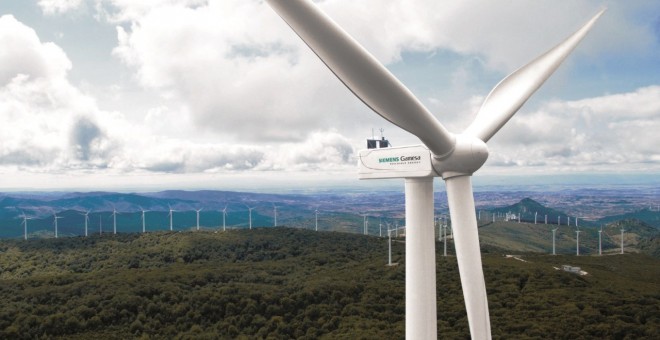 Un parque eólico con aerogeneradores de Siemens Gamesa.