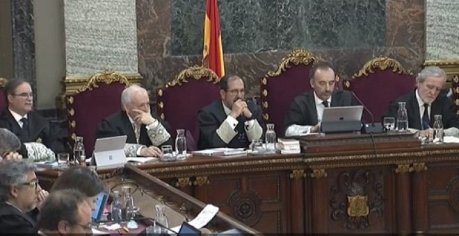 Señal de TV del Tribunal Supremo durante el juicio del procés./Europa Press