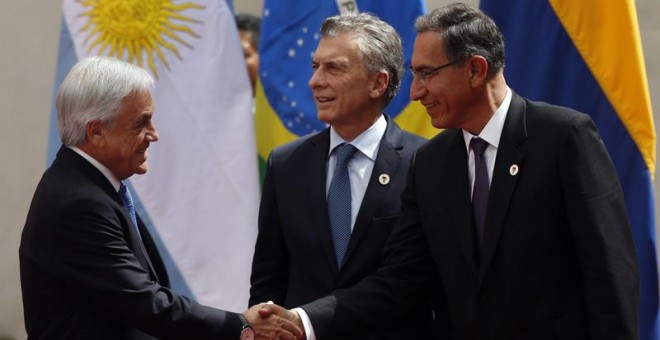 El acuerdo para la creación del proyecto de integración para Sudamérica: Prosur, en Santiago (Chile). EFE/Alberto Valdés