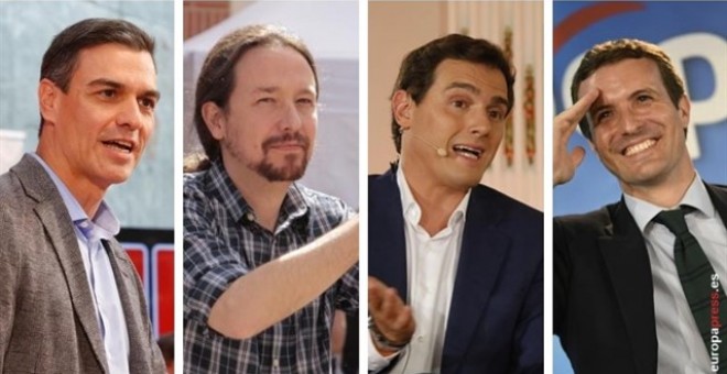 Los candidatos a presidente de PSOE, UP, Cs y PP / Europa Press