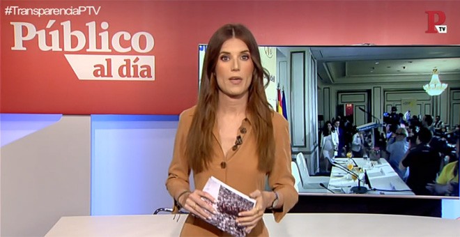 Núria Martínez durante el informativo 'Público al Día' del 8 de mayo.