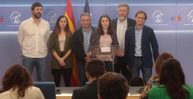 Rueda de prensa de Unidas Podemos en el Congreso de los Diputados. - EUROPA PRESS