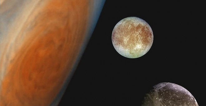 Imagen de Júpiter y sus lunas Ío, Europa, Ganímedes y Calisto.-NASA