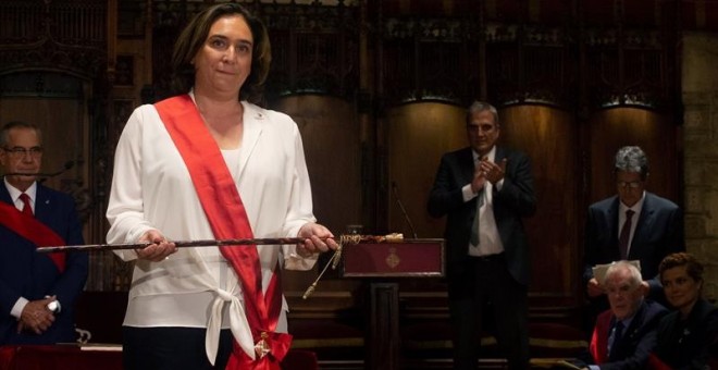 Ada Colau, després de ser reelegida alcaldessa de Barcelona. EFE / Quique García