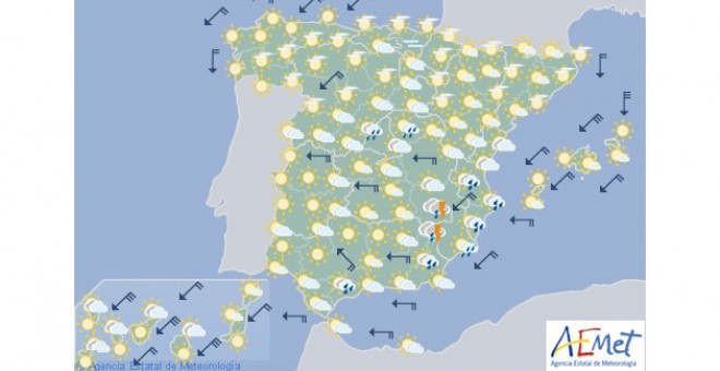 Previsión meteorológica del 21 de agosto. / AEMET