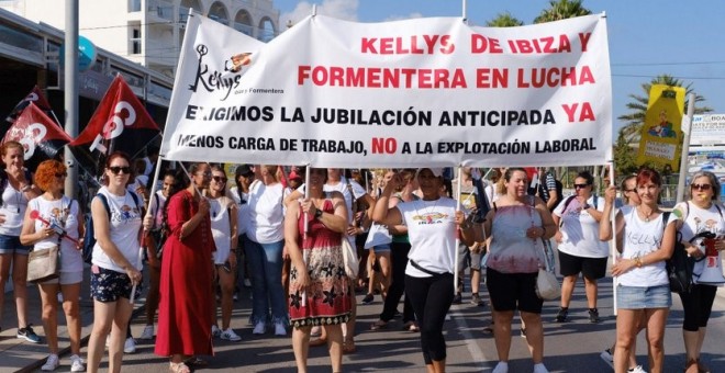 Treballadores de l'hostaleria d'Eivissa en vaga. CGT kellys