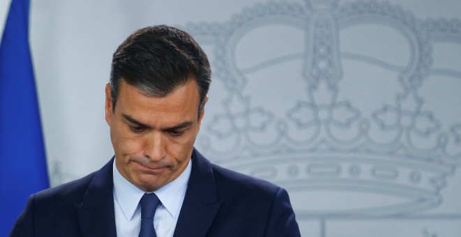 Pedro Sánchez, durante su comparecencia de prensa. - REUTERS