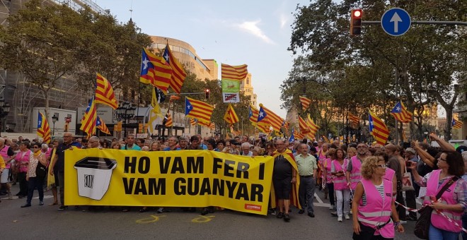 Manifestación en Barcelona en el segundo aniversario del 1-O. /CÈLIA MUNS